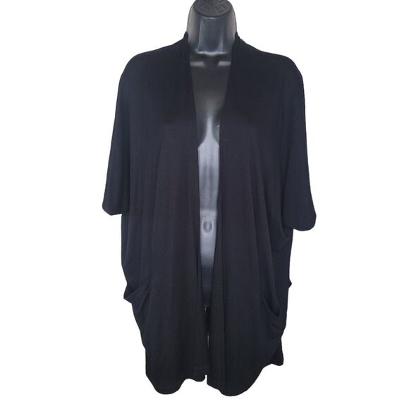 Susan Graver Weekend Black Jersey Knit Relaxed Cardigan size XS - Picture 2 of 8